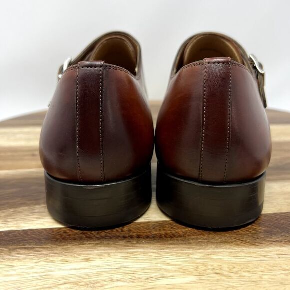 MAGNANNI PALMER Loafers Mens 9.5 M Brown Double Monk Strap Leather Made In Spain - Picture 6 of 12